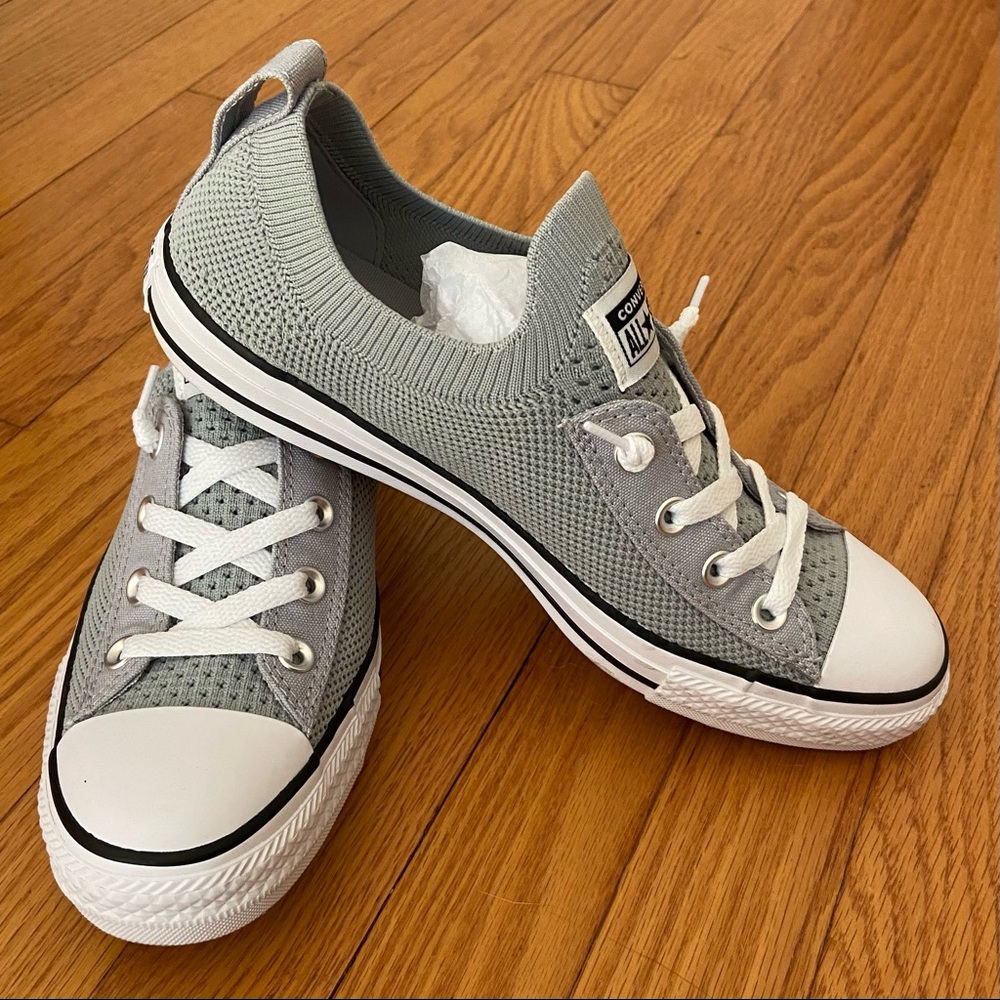 Women's Chuck Taylor All Star Shoreline Knit Slip Shoes, in gray. Size 8.5.